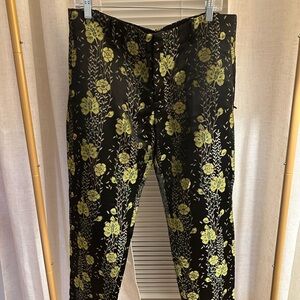 Scotch & Soda Black Pants with Green Floral Design